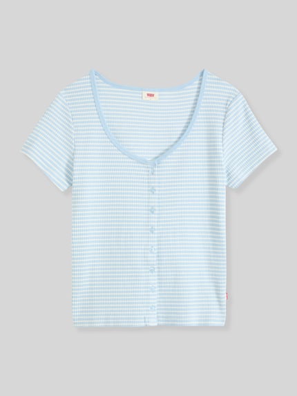 Levi's® Slim Fit T-Shirt aus Baumwoll-Mix Modell 'AUSTEN' Hellblau Melange 2