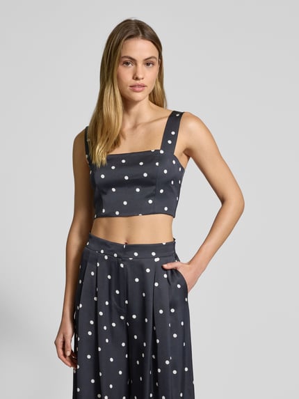 INFLUENCER'S CHOICE BY P&C* Top bluzkowy krótki o kroju slim fit z prostokątnym dekoltem Granatowy 4