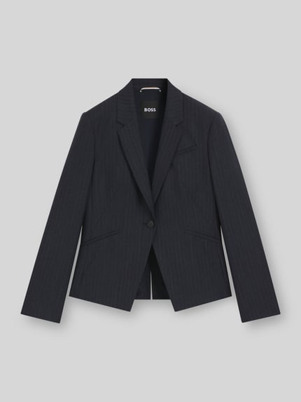 BOSS Slim fit korte blazer van zuivere scheerwol Marineblauw - 2