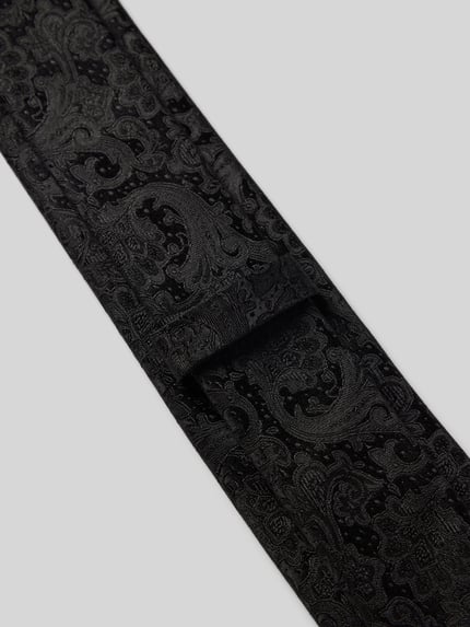 MONTI Krawat jedwabny ze wzorem paisley Czarny 3