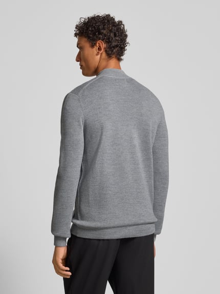 Christian Berg Men Kardigan rozpinany o kroju slim fit z mieszanki wełny Jasnoszary melanż 5