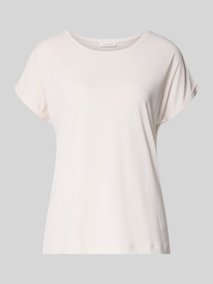 Produktfoto, Regular Fit T-Shirt mit Rundhalsausschnitt von Christian Berg Woman, biały, gładki materiał, modal-mix, krój regular fit, stałe wykończenie rękawów, długość tyłu w rozmiarze S: 64 cm