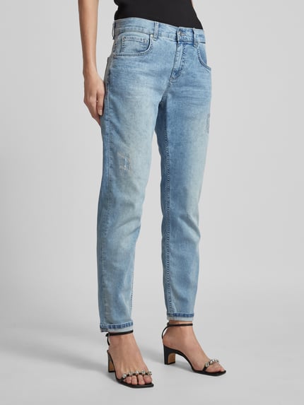 ANGELS Mom Jeans im Destroyed-Look mit Ziersteinbesatz Hellblau 4