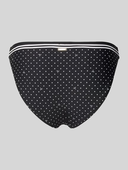 Produktfoto, Bikini-Slip im Allover-Look Modell 'Brismar Beach' von JOOP! Collection, schwarz-weiß gepunktet, elastischer Bund, Material-Mix mit Stretch-Anteil, körpernahe Passform.