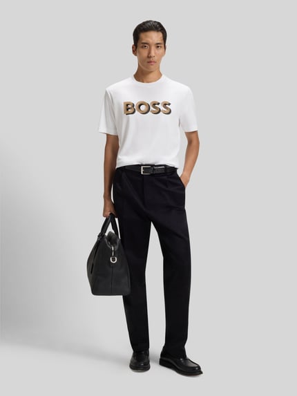 BOSS Regular Fit T-Shirt aus merzerisierter Baumwolle Modell 'THOMPSON 656' Weiss 1
