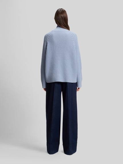 BOSS Pullover aus Wolle Kaschmir mit Mock Neck Hellblau 4
