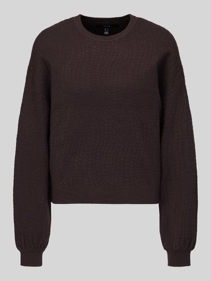 Produktfoto, brauner Regular Fit Pullover aus Viskose-Mix Modell 'NANCY' von VERO MODA, strukturierte Oberfläche, Damen Pullover
