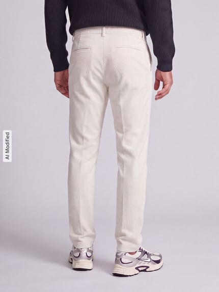 Strellson relaxed fit corduroy broek van katoenmix model 'Lui_2V-D' Offwhite - 5