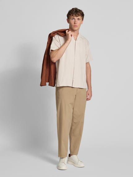 JACK & JONES Premium Regular Fit Freizeithemd aus Baumwoll-Mix mit Leinen-Anteil Modell 'MONTANA' Beige 1