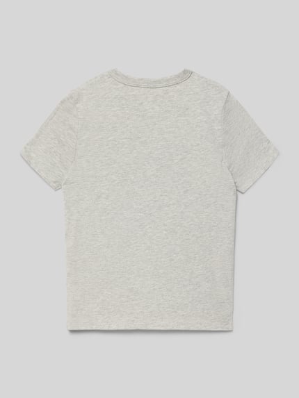 Produktfoto, Regular Fit T-Shirt mit Logo-Print von GAP aus reiner Baumwolle für Kinder, Rückenlänge 45 cm in Größe 116, Rückansicht, meliert, strukturierte Oberfläche, graue Farbtöne
