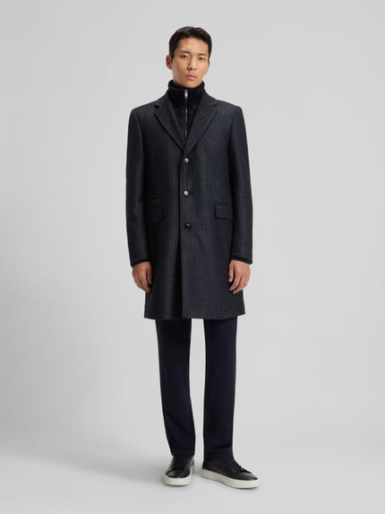 BOSS Slim Fit Mantel mit Schurwoll-Anteil Modell 'H-HYDE-J-BIB-PAD-254' Marine 4