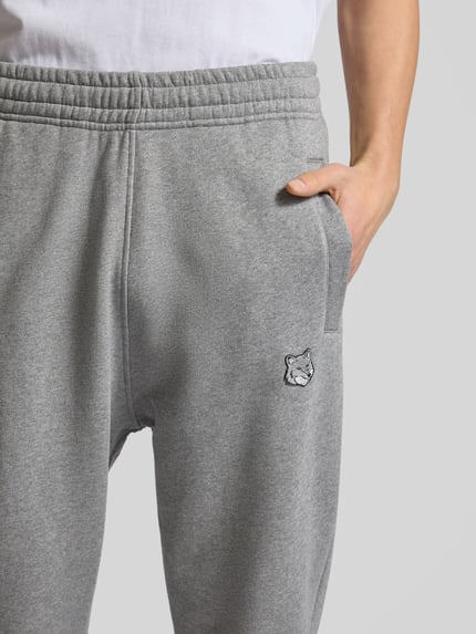 MAISON KITSUNÉ Spodnie dresowe z czystej bawełny Średnioszary melanż 3