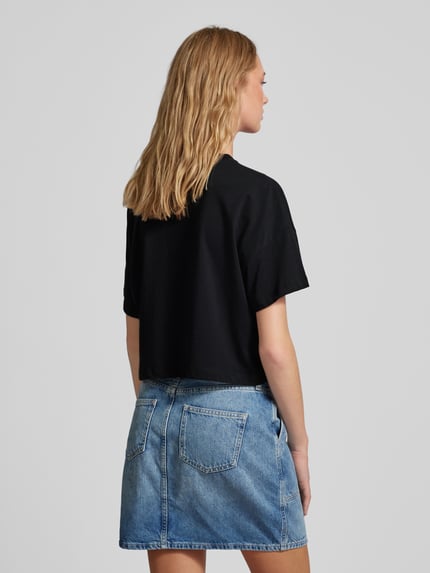 NOISY MAY® Cropped T-Shirt mit Label-Detail Modell 'ALENA' BLACK 5