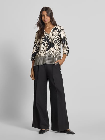 Milano Italy Relaxed Fit Bluse mit Tunikakragen Black 1