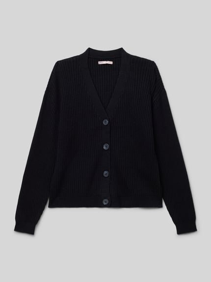 ONLY Regular fit gebreid jack van viscosemix, model 'MANDY' Zwart - 1