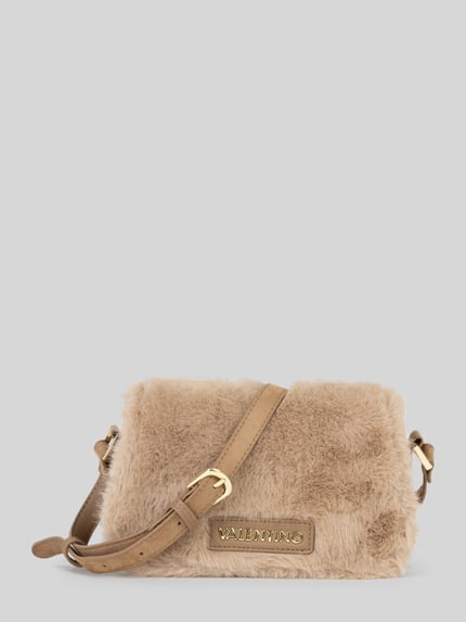 Valentino Bags Torba na ramię z poliestru o wyglądzie sztucznego futra model 'ICELAND' Beżowy 1