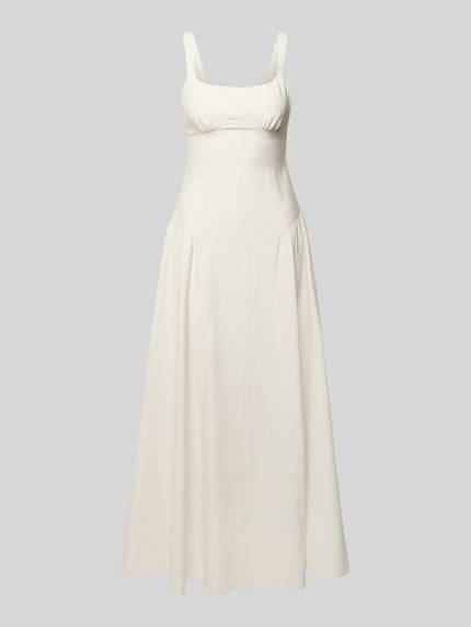 Produktfoto, Maxikleid met ronde hals Modell 'VIOLA' van Topshop, dames maxi-jurk van viscosemix met linnen, getailleerd model, breedte bandjes, kleur gebroken wit, ruglengte maat 36: 120 cm, borstwijdte maat 36: 35 cm