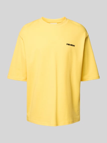 REVIEW T-shirt o kroju oversized z nadrukiem z logo Pastelowy żółty 2