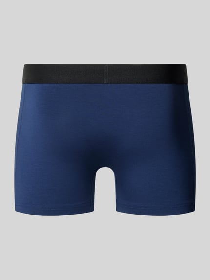 Produktfoto, obcisłe bokserki Trunks im 2er-Pack mit elastischem Logo-Bund von FALKE, mieszanka bawełny z dodatkiem streczu, dopasowany krój, pasek z logo, Zestaw 2 szt., kolor granatowy z czarnym pasem, Model 'Daily Comfort'