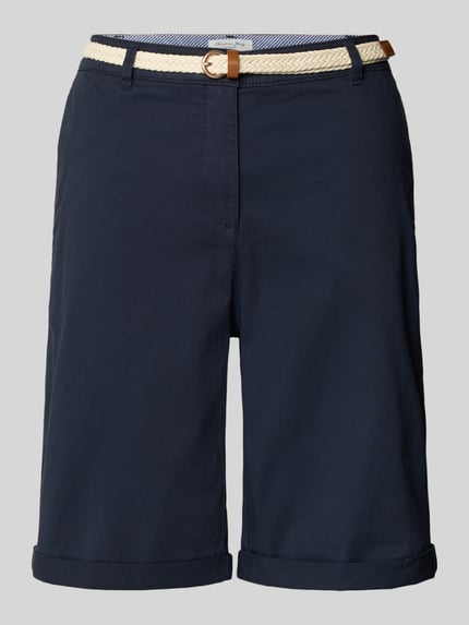 Produktfoto, Chino-Bermudas mit Gürtel von Christian Berg Woman, granatowy, bawełna, krój regular fit, pasek, szerokość w rozmiarze 36: 40 cm, długość nogawki wewnętrznej 23 cm