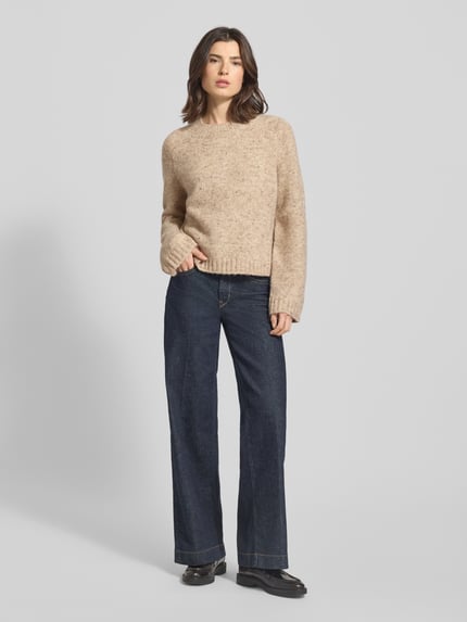 VERO MODA Regular fit gebreide pullover met wol, model 'INGRID' Zand gemêleerd - 1