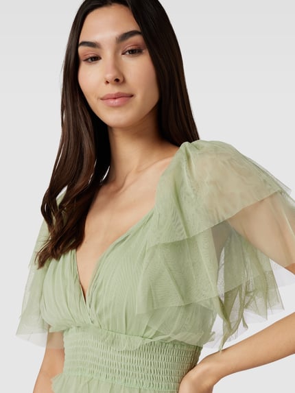 Lace & Beads Avondjurk met volants Lichtgroen - 3