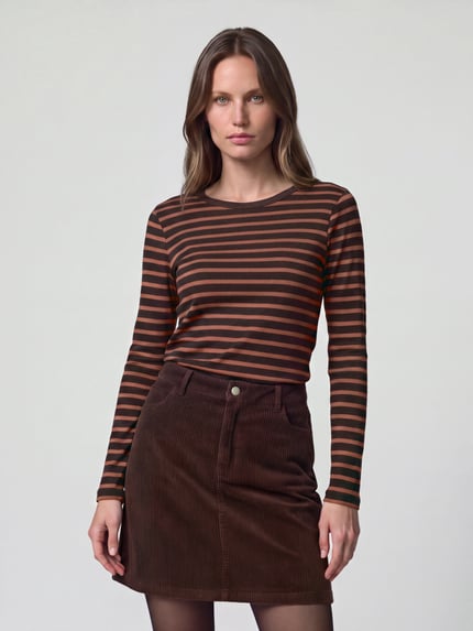 s.Oliver RED LABEL Longsleeve mit abgerundetem Saum Dunkelbraun 4