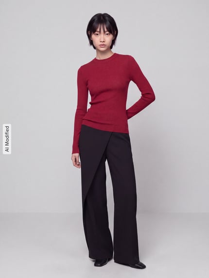 HUGO slim fit pullover van wolmix met lyocell-kasjmier-aandeel model 'Sallya' Donkerrood - 1