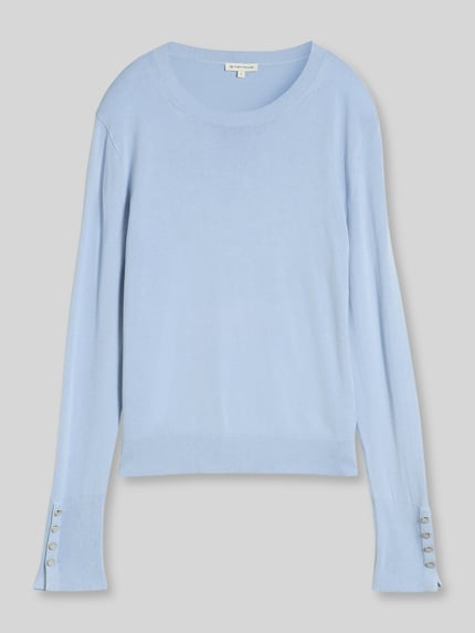 Tom Tailor Regular Fit Pullover aus Viskose-Mix mit Knopfdetails am Ärmel  Hellblau 2
