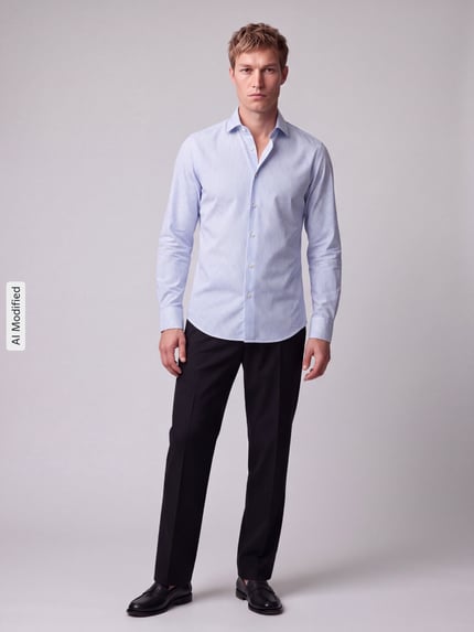 Jake*s Slim Fit Businesshemd mit Rückenpasse Bleu 1