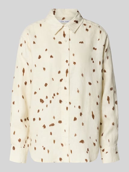 Regular Fit Leinenbluse im Allover-Look Modell 'LOVES' Shop The Look MANNEQUINE