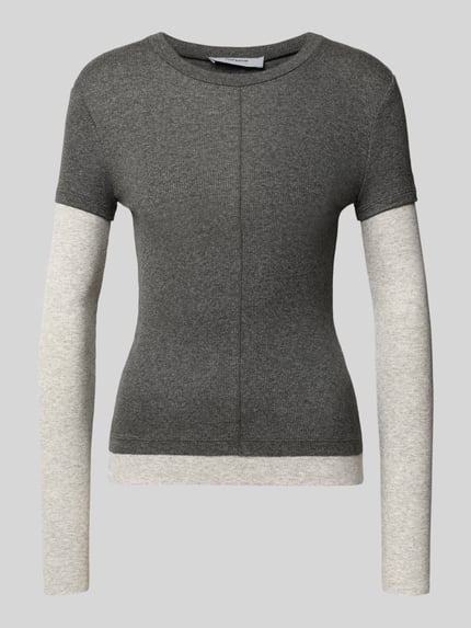 Langarmshirt aus Viskose-Mix mit Ripp-Struktur Modell 'Belia' Shop The Look MANNEQUINE