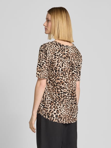 b.young Blouseshirt van viscose met ronde hals Model 'JOELLA' Middenbruin - 5