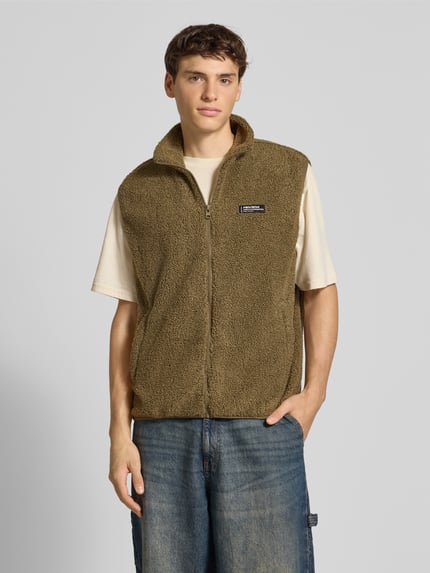 REVIEW Fleecegilet met opstaande kraag en steekzakken Kaki - 4