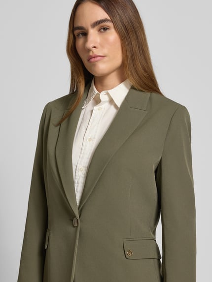 s.Oliver BLACK LABEL Slim fit blazer met klepzakken Olijfgroen - 3