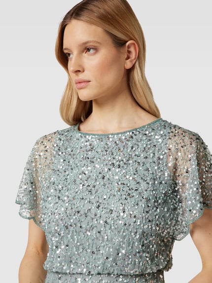 Christian Berg Cocktail Abendkleid mit Paillettenbesatz Schilf 3