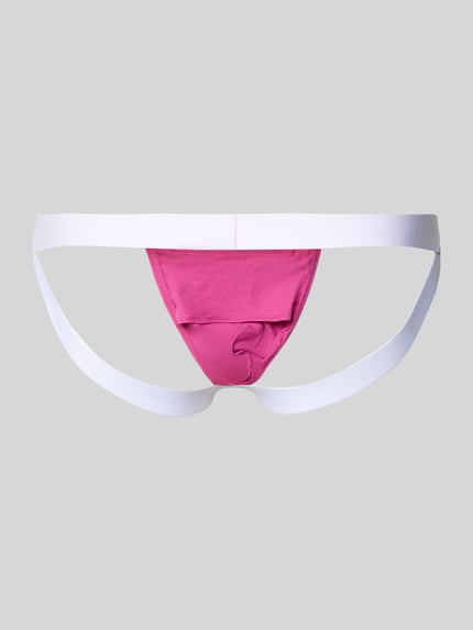 Produktfoto, Slim Fit Jockstrap mit Logo-Stitching Modell 'Fun' von WOH in Pink und Weiß aus elastischem Baumwoll-Mix für Herren