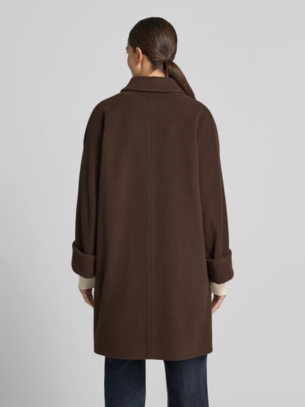ICONS Cinzia Rocca Mantel aus Lanawolle-Mix mit aufgesetzten Taschen Dunkelbraun 5