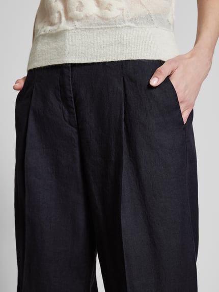 CAMBIO Straight Leg Bundfaltenhose aus Leinen-Mix Modell 'AMELIE' Marine 3