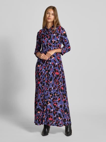 YAS Maxi-jurk met knoopsluiting, model 'SAVANNA' Rookblauw - 4