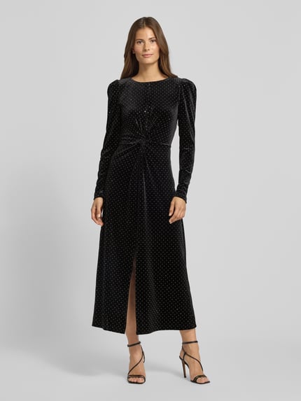YAS Cocktailjurk van fluweel met mohair, model 'HELLA' Metallic zwart - 4