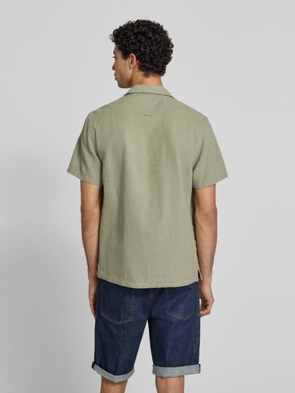 Tommy Jeans Regular Fit Freizeithemd aus Leinen-Baumwoll-Mix Oliv 5