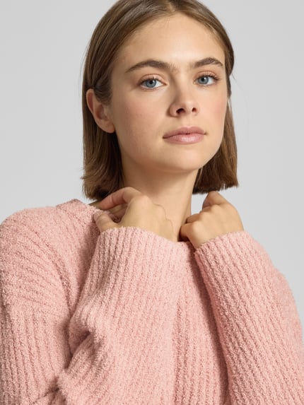 REVIEW Strickpullover mit Strukturmuster Altrosa 3