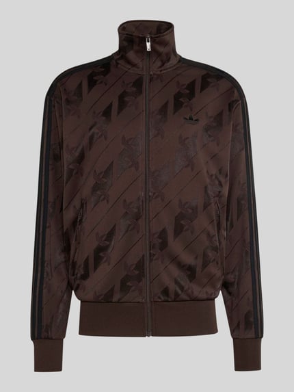 adidas Originals Relaxed Fit Sweatjacke mit Allover-Logo-Print Modell 'FIREBIRD' Dunkelbraun 2