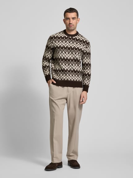 Selected Strickpullover mit gerippten Abschlüssen Modell 'PINE' Mittelbraun 1