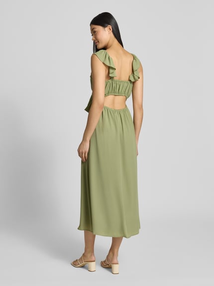 VILA Midikleid mit Volants Modell 'ELKE' Schilf 5