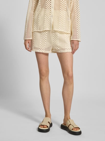 Colourful Rebel Regular fit korte broek met gahaakt kant, model 'Nolita' Offwhite - 4