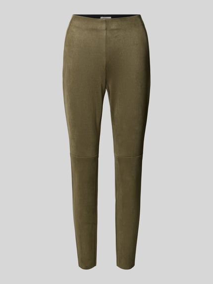 Produktfoto, Slim Fit Hose in verkürzter Passform von Christian Berg Woman, elastyczna mieszanka materiałów, krój slim fit, skrócony, imitacja weluru, szerokość w rozmiarze 36: 37 cm, długość wewnętrzna nogawki w rozmiarze 36: 73 cm