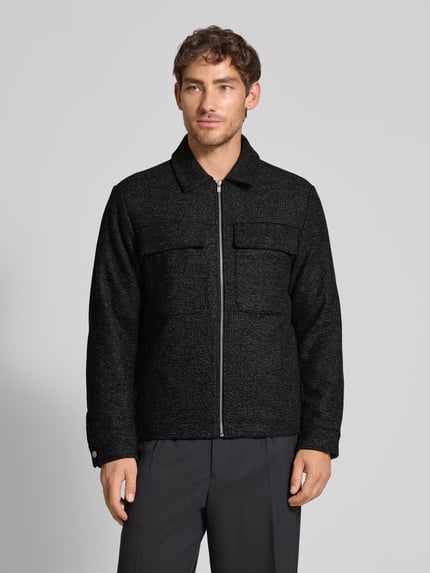 JACK & JONES Premium Overhemdjack met borstzakken, model 'RUSSEL' Antraciet gemêleerd - 4