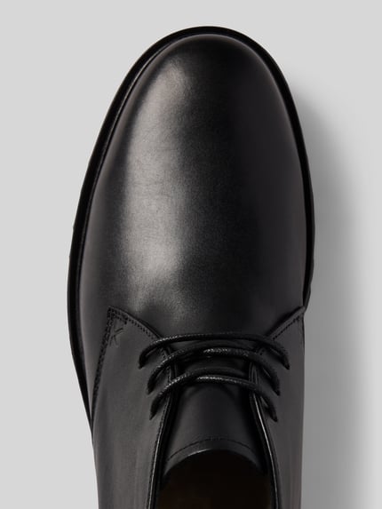 Produktfoto, schwarze glatte Oberfläche, abgerundete Form, Schnürverschluss, profilierte Sohle, Schuhe aus echtem Leder Modell 'VENTON' von LLOYD, Herren Schuhe, Absatzhöhe 3 cm, Schafthöhe 11 cm, Schaftweite 11 cm